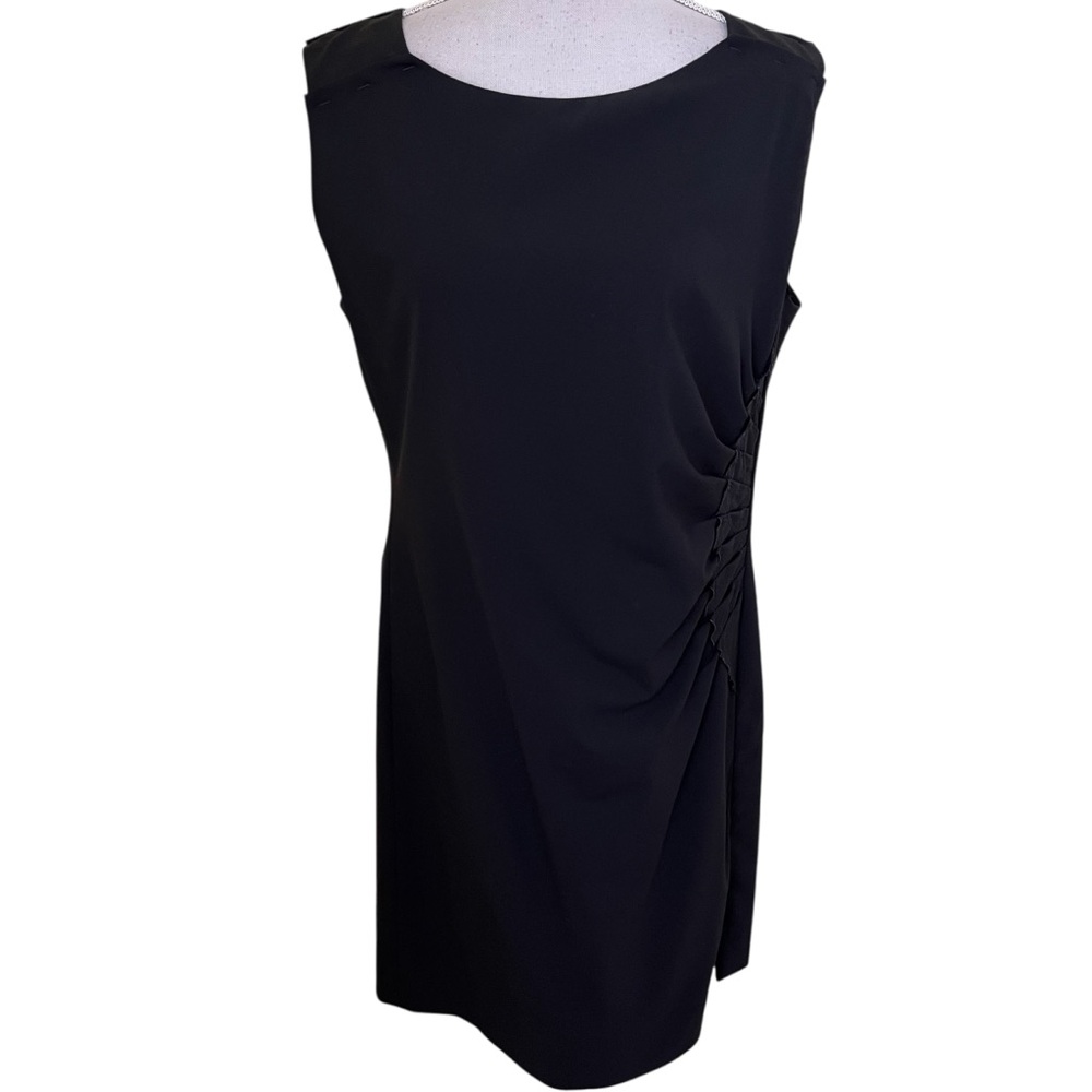 Hugo Boss"Daverla" Black Pleated Waist Sleeveless Sheath Dress 10/12